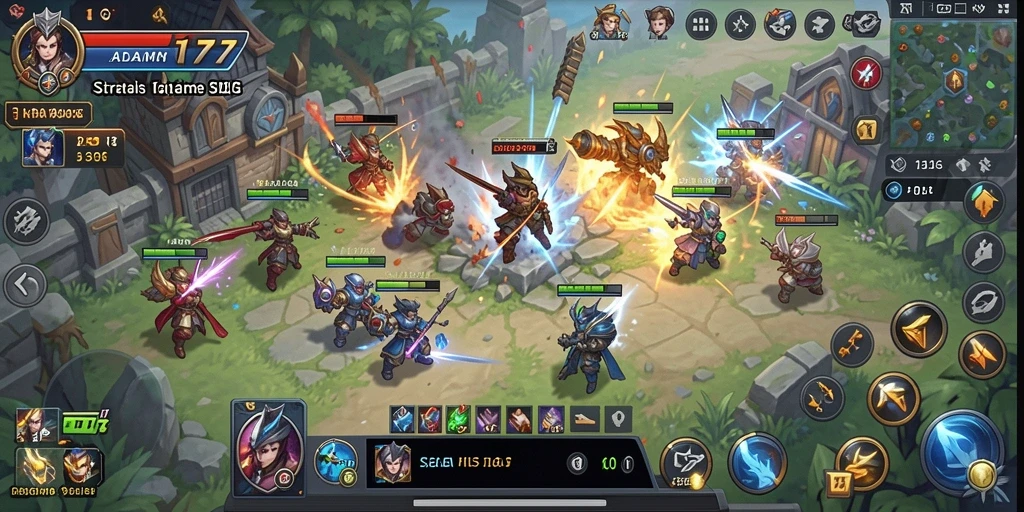 Screenshot utama ADAM77 menampilkan aksi seru dalam gameplay SLG.