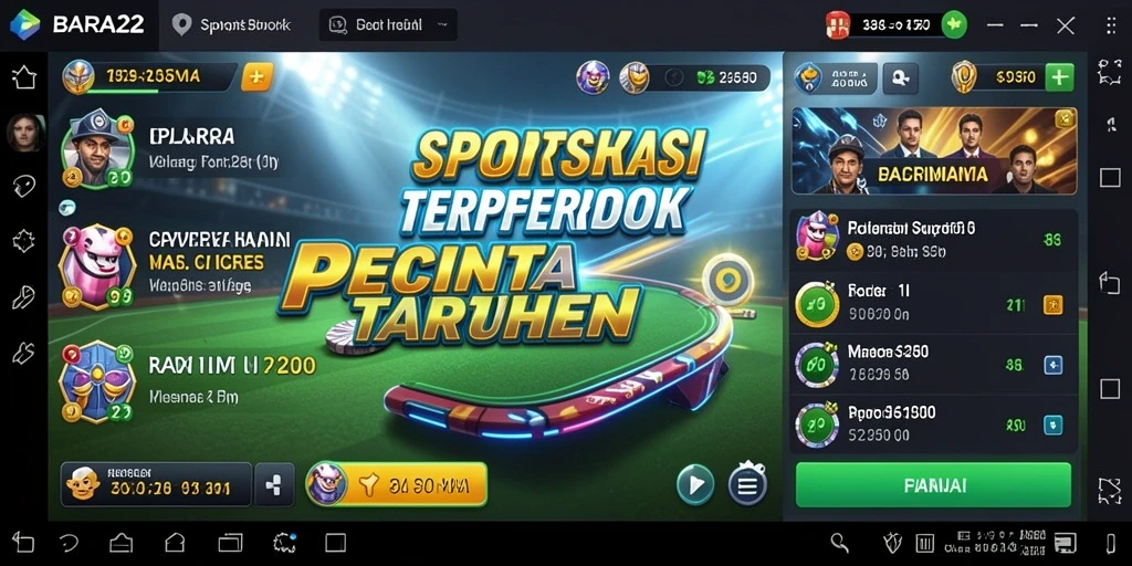 Tampilan utama gameplay BARA22 dengan antarmuka sportsbook yang modern.