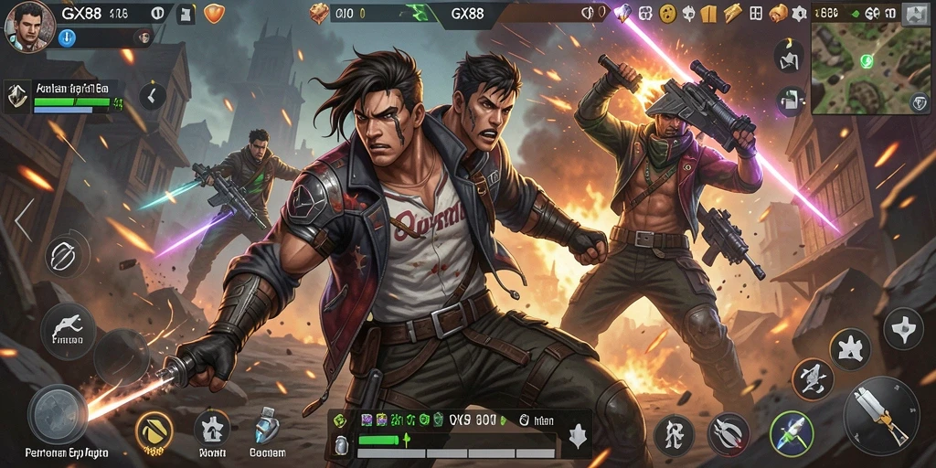 Screenshot GX88 menampilkan aksi seru dalam gameplay yang menegangkan.