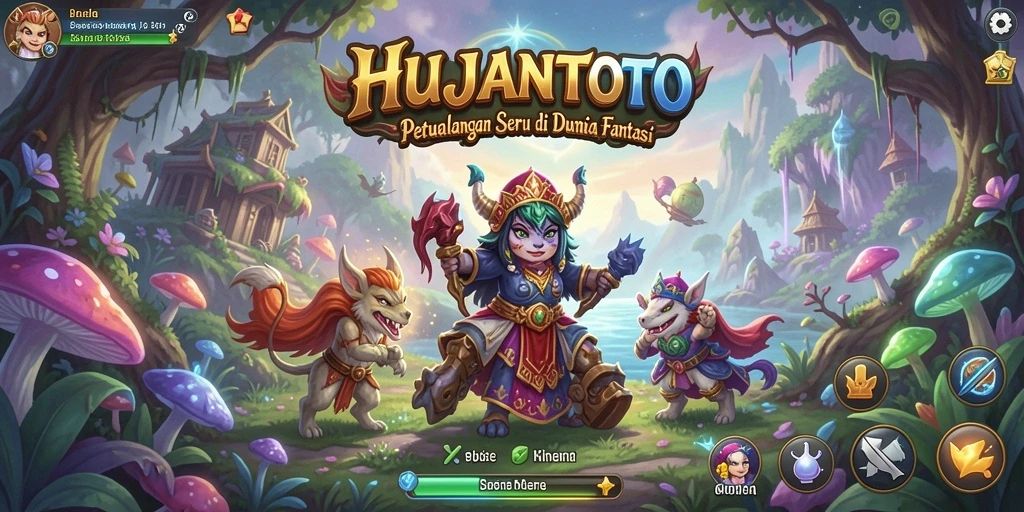 Tampilan permainan HUJANTOTO dengan karakter dan lingkungan petualangan yang memukau.