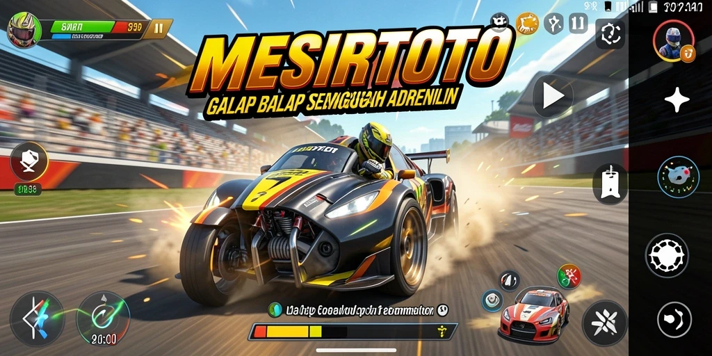 Tampilan gameplay <strong>MESIRTOTO</strong> yang memukau saat balapan.