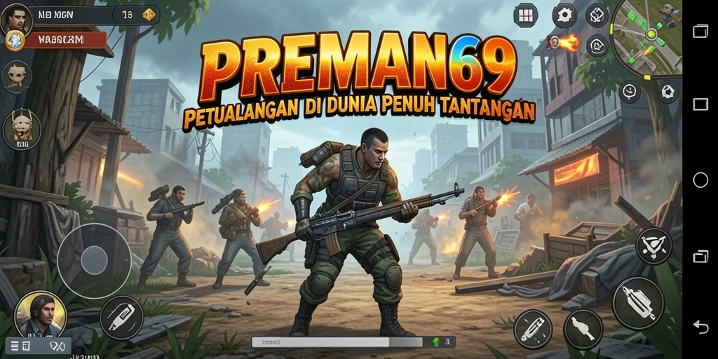 Screenshot menunjukkan momen penuh aksi dalam game PREMAN69.
