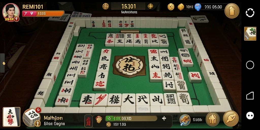 Tangkapan layar menunjukkan gameplay menarik dari REMI101 saat bermain Mahjong.